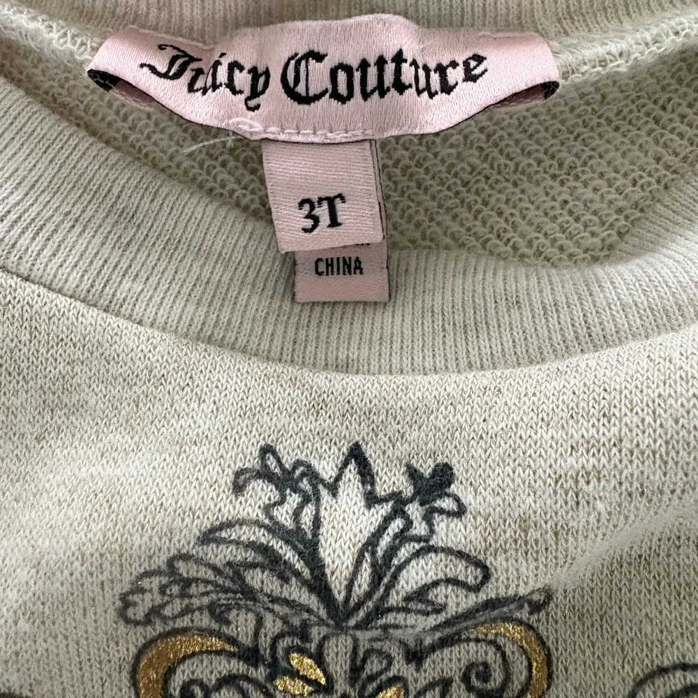 Juicy Couture girls tan metallic best friends Graphic Sweatshirt long sleeve 3T